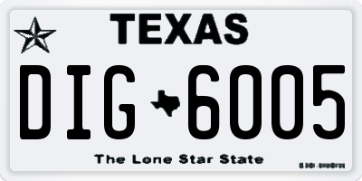 TX license plate DIG6005