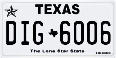 TX license plate DIG6006