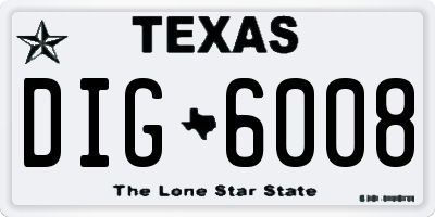 TX license plate DIG6008