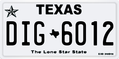 TX license plate DIG6012