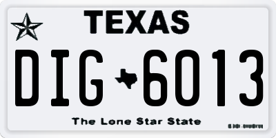 TX license plate DIG6013
