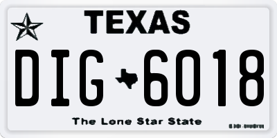TX license plate DIG6018