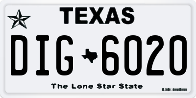 TX license plate DIG6020