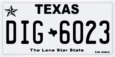 TX license plate DIG6023