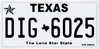 TX license plate DIG6025