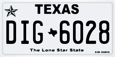 TX license plate DIG6028