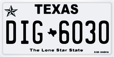 TX license plate DIG6030