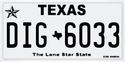 TX license plate DIG6033