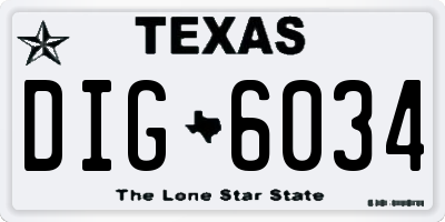 TX license plate DIG6034