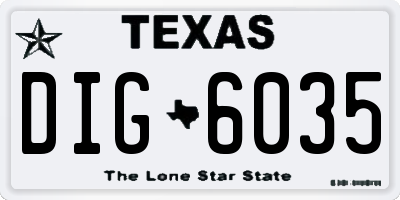 TX license plate DIG6035