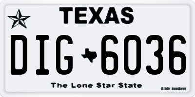 TX license plate DIG6036