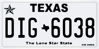 TX license plate DIG6038