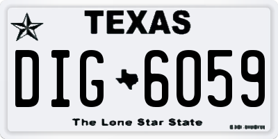 TX license plate DIG6059