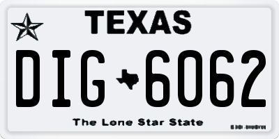 TX license plate DIG6062