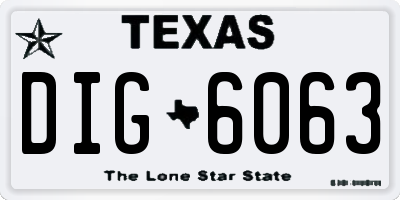 TX license plate DIG6063