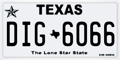 TX license plate DIG6066