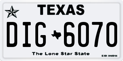 TX license plate DIG6070