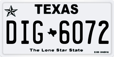 TX license plate DIG6072