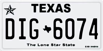 TX license plate DIG6074