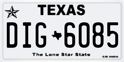 TX license plate DIG6085