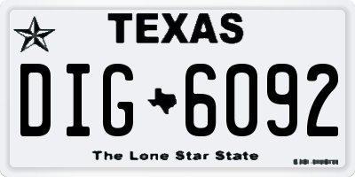 TX license plate DIG6092