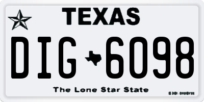 TX license plate DIG6098