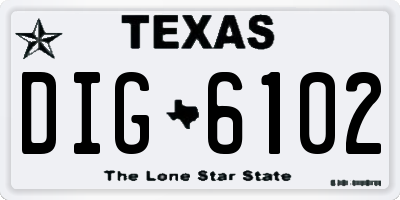TX license plate DIG6102