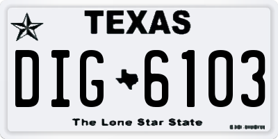 TX license plate DIG6103