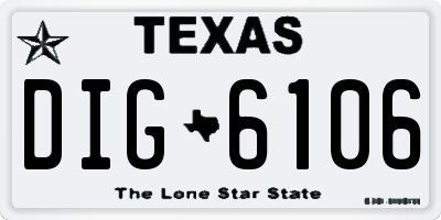 TX license plate DIG6106