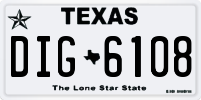 TX license plate DIG6108