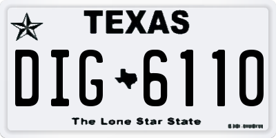 TX license plate DIG6110