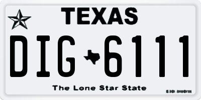 TX license plate DIG6111