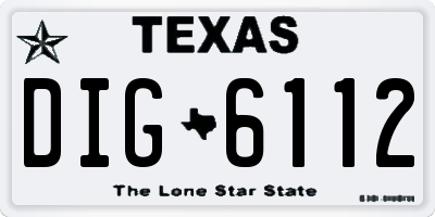 TX license plate DIG6112