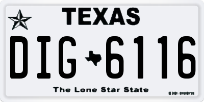TX license plate DIG6116