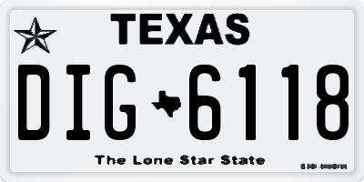 TX license plate DIG6118