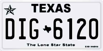 TX license plate DIG6120