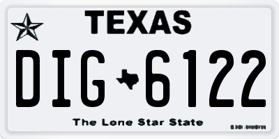 TX license plate DIG6122