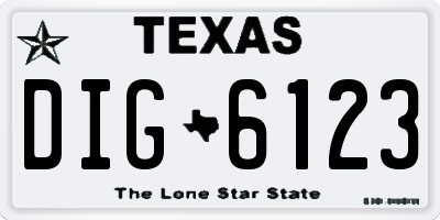 TX license plate DIG6123
