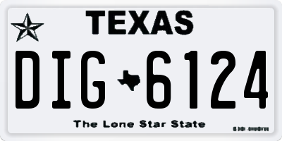 TX license plate DIG6124