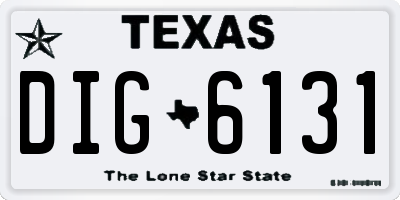 TX license plate DIG6131