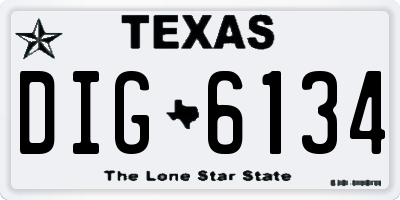 TX license plate DIG6134