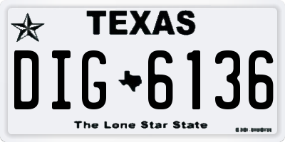 TX license plate DIG6136