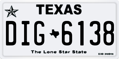 TX license plate DIG6138