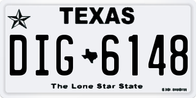 TX license plate DIG6148