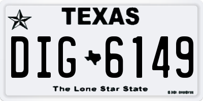 TX license plate DIG6149