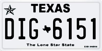 TX license plate DIG6151