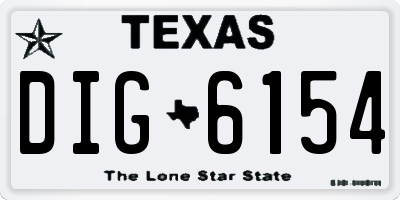 TX license plate DIG6154