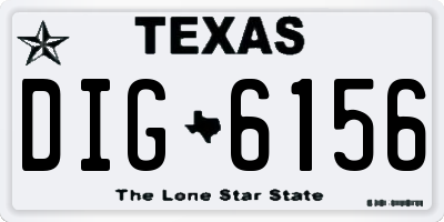 TX license plate DIG6156