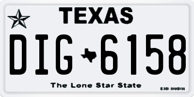TX license plate DIG6158
