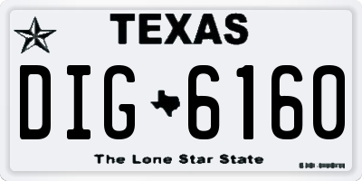 TX license plate DIG6160